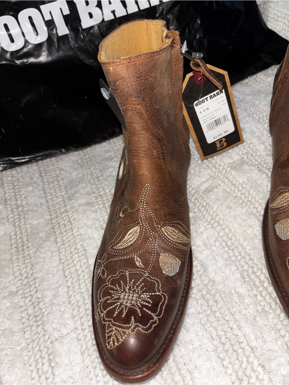 Shyanne Brown Leather Ankle Boots with Cream Embroidery Boot Barn - Picture 2 of 10